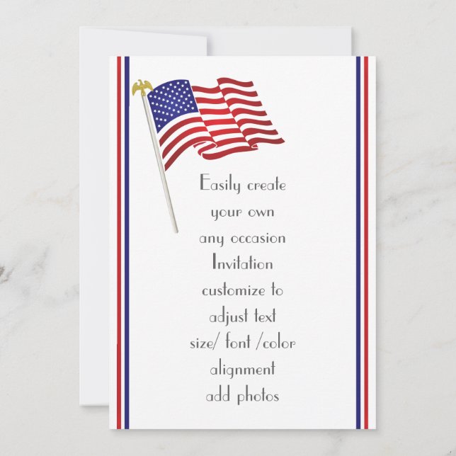 Invitation Aigle et drapeau patriotiques américains (Dos)