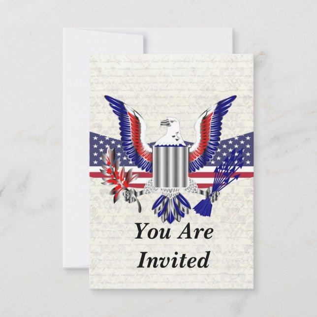 Invitation Aigle et drapeau patriotiques américains (Devant)