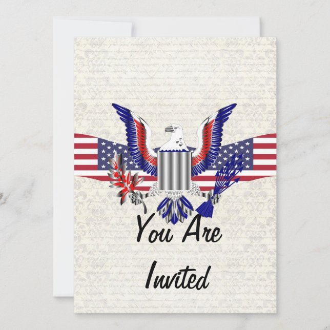 Invitation Aigle et drapeau patriotiques américains (Devant)