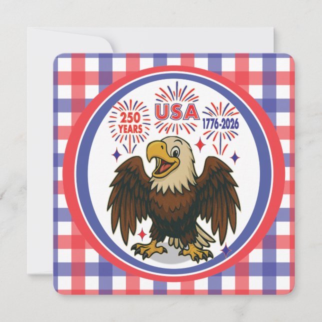 Invitation Aigle royal avec feux d'artifice – États-Unis 250  (Devant)