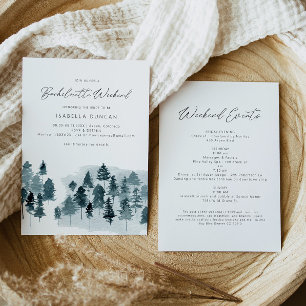 Invitation Aigrette Bleu Rustique Pin d'Hiver Enterrement de 