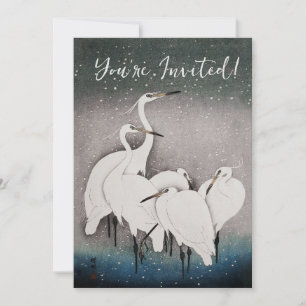 Invitation Aigrettes japonaises Grues Koson Neige d'hiver