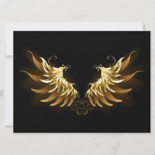 Invitation Ailes d'Ange d'or sur arrière - plan noir