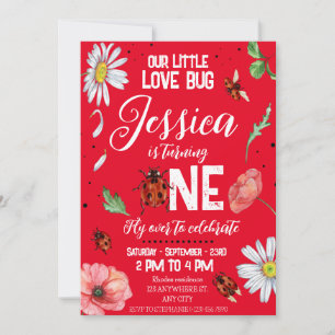Invitation Aimer bug Watercolor mignonne Anniversaire fille
