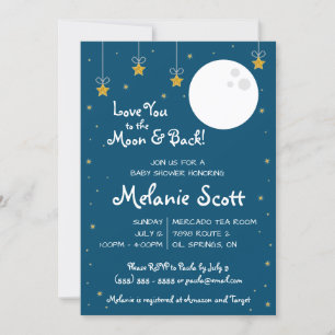 Invitation Aimez-vous à la Lune et à l'arrière ! Baby shower
