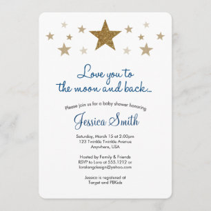 Invitation Aimez-vous à la Lune et retour Baby shower Invitat