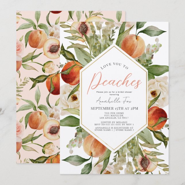 Invitation Aimez-vous à pêcher la Fête des mariées florale (Devant / Derrière)
