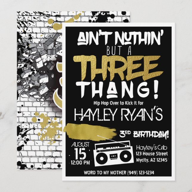 Invitation Aint Nuthin mais un Hip hop de trois thang 3e anni (Devant / Derrière)
