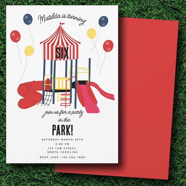 Invitation Aire de jeux Anniversaire fête dans le parc Enfant (Playground Birthday Party in the Park Kids Invitation)