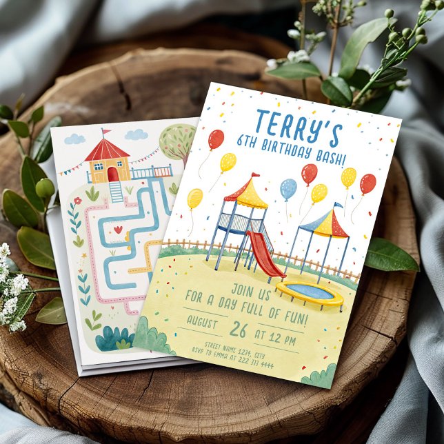 Invitation Aire de jeux Anniversaire Fête pour enfants modifi (Créateur téléchargé)