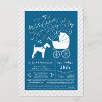 Airedale Terrier Chien Baby shower Blue Boy