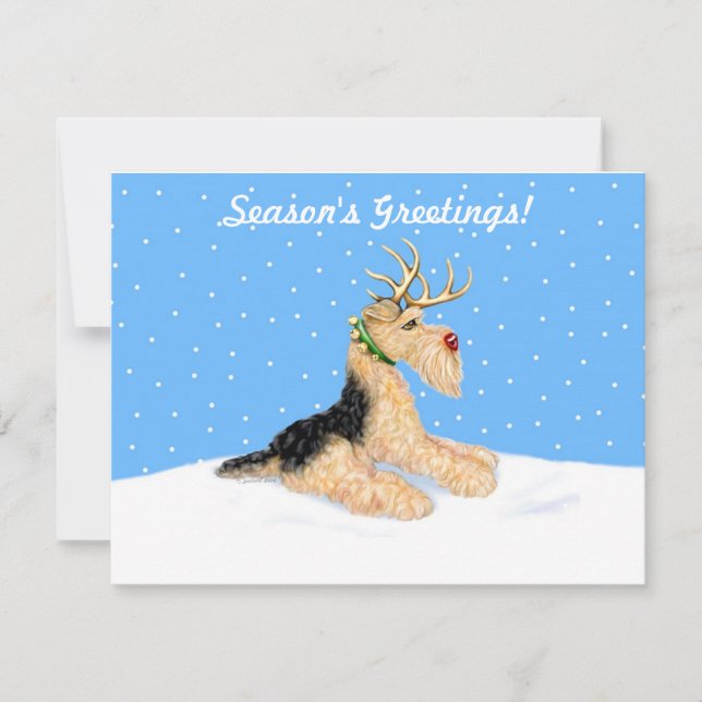 Invitation Airedale Terrier Christmas Dale Deer (Devant)