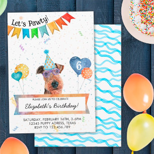 Invitation Airedale Terrier Lets Pawty Dog fête d'anniversair