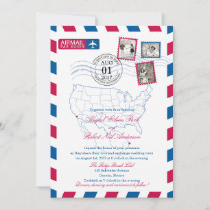 Invitation Airmail de San Diego Cancun   MARIAGE