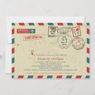 Invitation Airmail du voyageur de l'Alaska  Fête de l'mariée