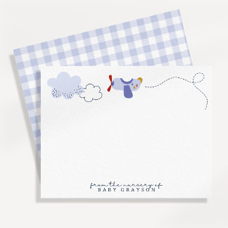 Invitation Airplane Baby Boy Nursery Note Card