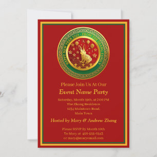 Invitation Ajouter le nom chinois Nouvel An 2023 Année Lapin