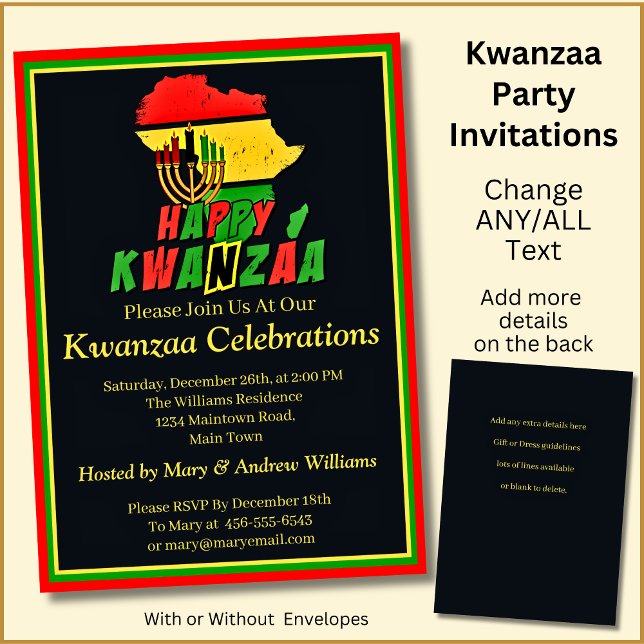 Invitation Ajouter Nom Détails Date Kwanzaa Candles Africa Pa (Créateur téléchargé)