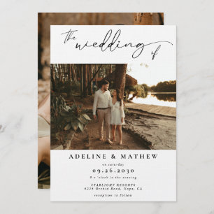 Invitation Ajouter un Mariage de script moderne photo personn