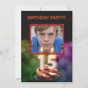 Invitation Ajouter une photo, 15e anniversaire de fête Invita