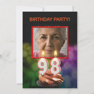 Invitation Ajouter une photo, 98ème anniversaire fête Invitat
