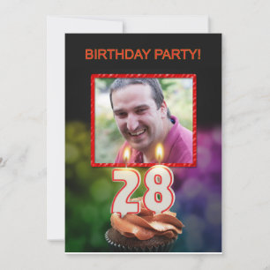 Invitation Ajouter une photo, fête du 28e anniversaire Invita