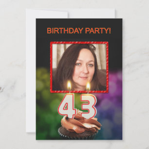 Invitation Ajouter une photo, fête du 43e anniversaire Invita