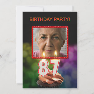 Invitation Ajouter une photo, fête du 87e anniversaire Invita
