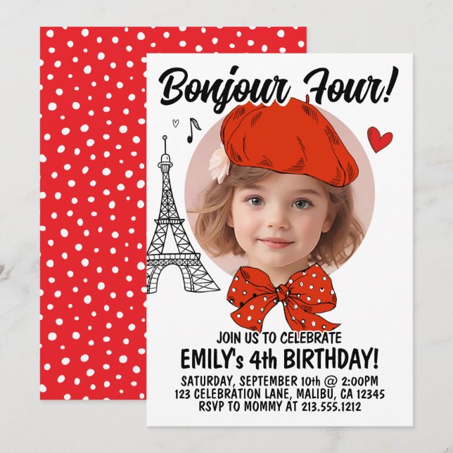 Invitation Ajouter une photo moderne | Anniversaire de enfant (Devant / Derrière)