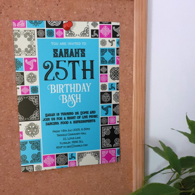 Invitation Ajouter Votre Événement Carrelage Décor Bleu Magen (Créateur téléchargé)