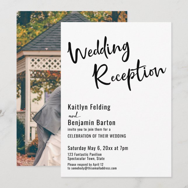 Invitation Ajouter Votre Photo, Audacieuse Typographie Mariag (Devant / Derrière)