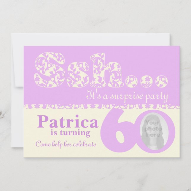 Invitation Ajouter votre photo ssh surprise 60e anniversaire  (Devant)