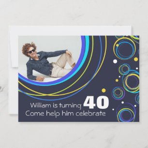 Invitation Ajoutez votre photo funky 40e anniversaire marine 