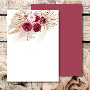 Invitation Ajoutez votre propre herbe de Pampas bordeaux Boho