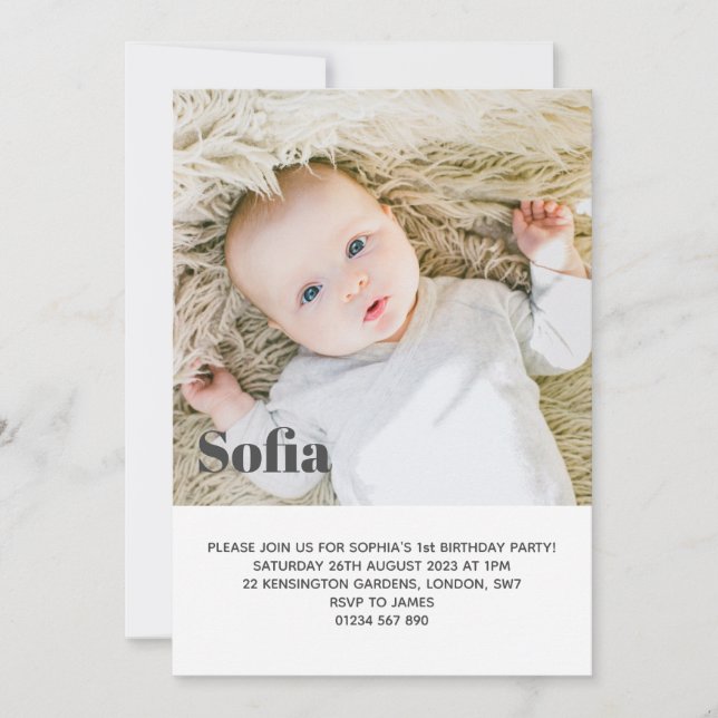 Invitation Ajoutez votre propre photo First Birthday Party (Devant)