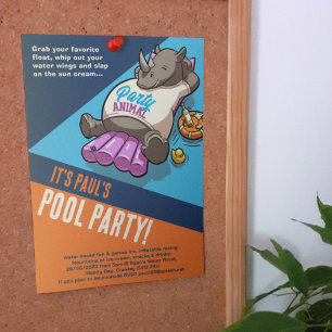 Invitation Ajoutez Votre Texte Animal de Fête Rhinocéros Pisc