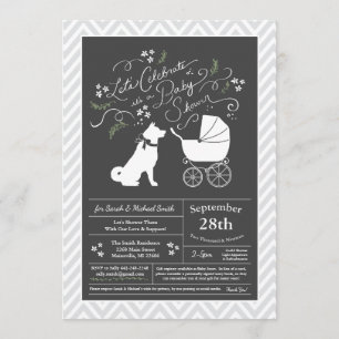 Invitation Akita Dog Baby shower genre neutre