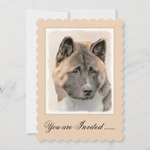Invitation Akita Peinture - Cute Original Chien Art