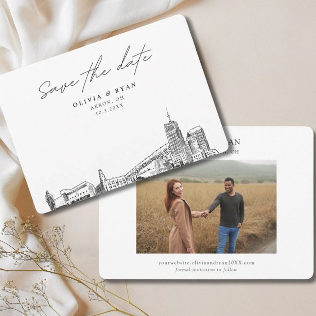 Invitation Akron Mariage moderne Enregistrer la date (Akron Wedding Modern Save the Date Invitation)