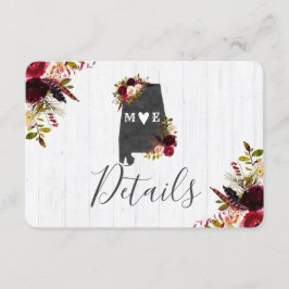 Invitation Alabama State Destination Rustique Détails du Mari