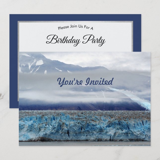 Invitation Alaska Hubbard Glacier Photo Anniversaire (Devant / Derrière)