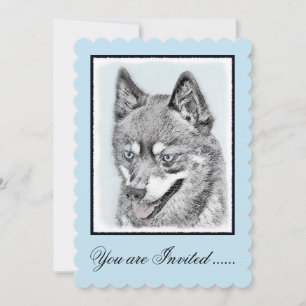 Invitation Alaskan Klee Kai Peinture - Cute Original Chien Ar