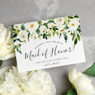 Invitation Albâtre Floral Be My Maid of Honor Card