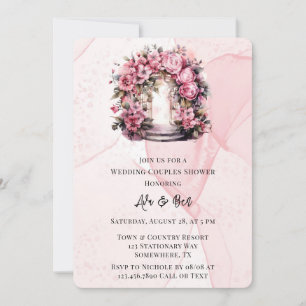 Invitation Alcool rose Arc Floral Mariage Couples Douche