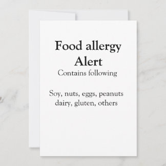 Invitation Alerte d'allergie alimentaire ajouter le nom texte