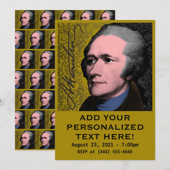 Invitation Alexander Hamilton Pop Art Portrait (Devant / Derrière)