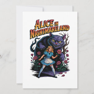 Invitation Alice au pays des cauchemars – Dessin animé sombre