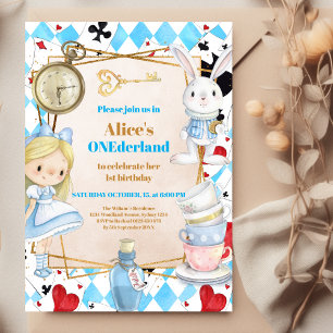 Invitation Alice au pays des merveilles 1er anniversaire de l