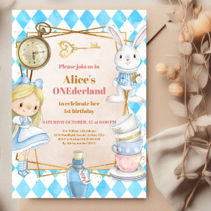 Invitation Alice au pays des merveilles 1er anniversaire de l