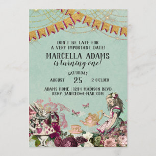 Invitation Alice au pays des merveilles Anniversaire